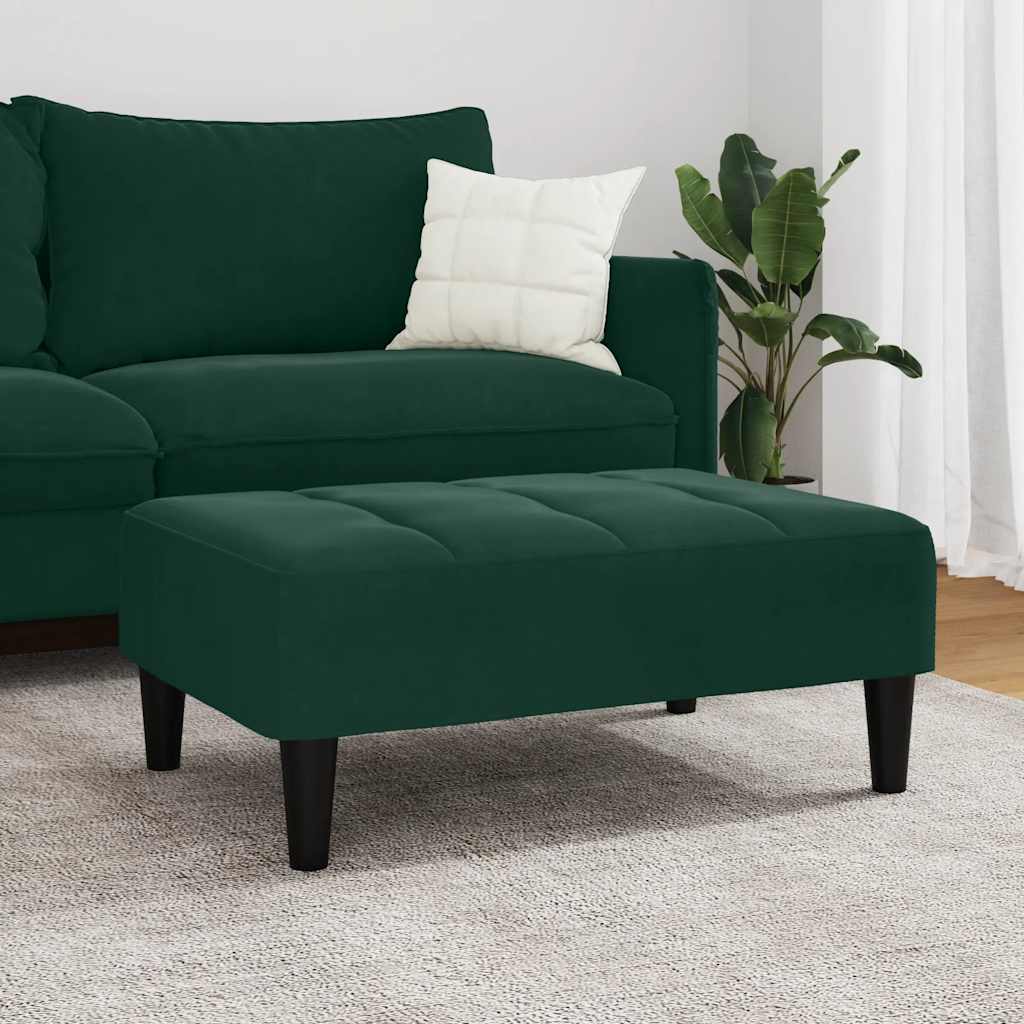 Apoio de pés 77x55x31 cm veludo verde-escuro
