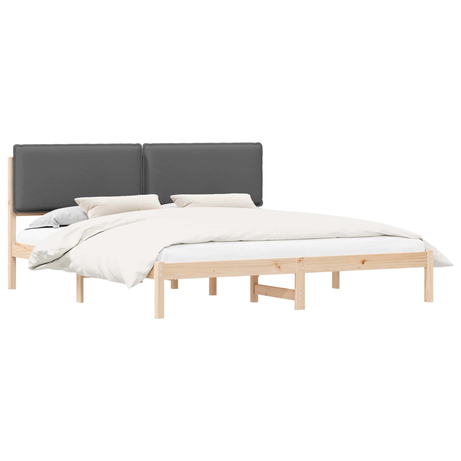 Estrutura de cama com cabeceira estofada cinza escuro
