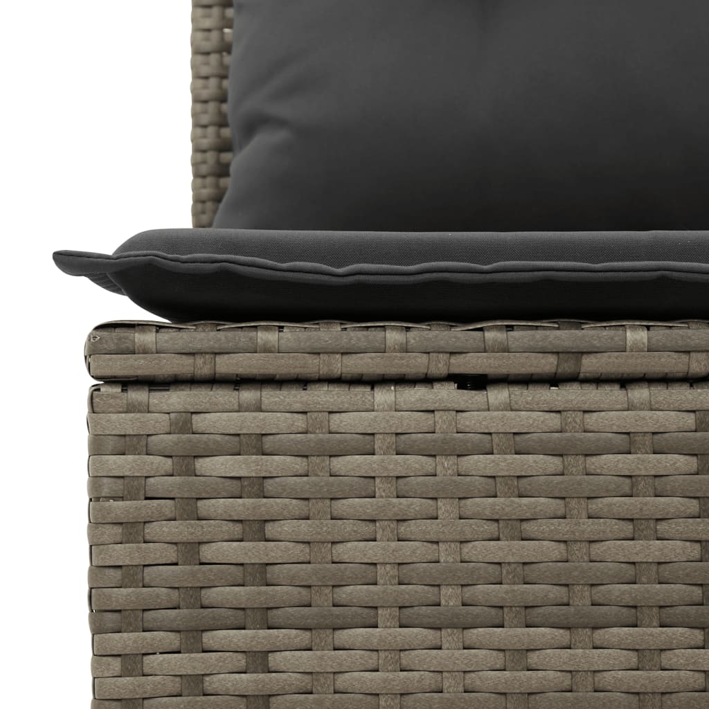 7 Pcs conjunto sofás p/ jardim c/ almofadões vime PE cinzento