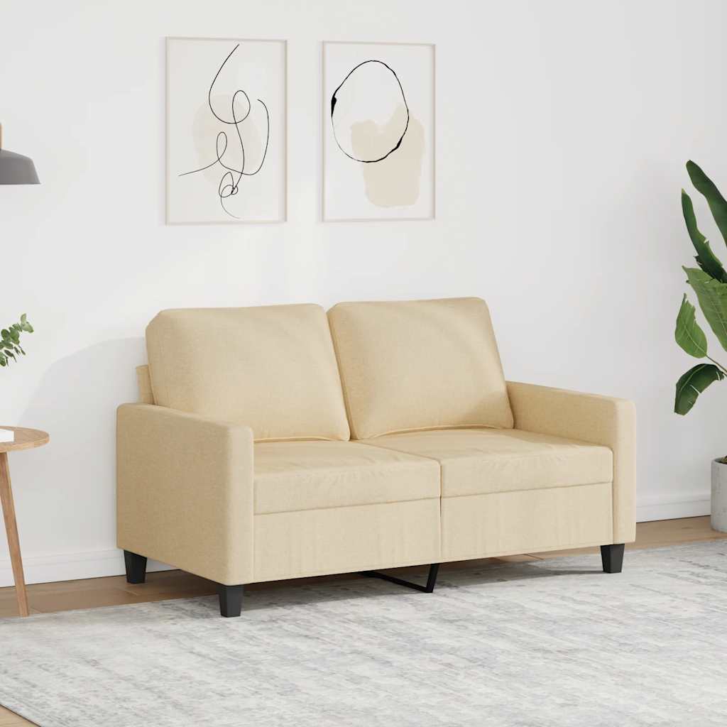 Sofá de 2 lugares tecido 120 cm cor creme