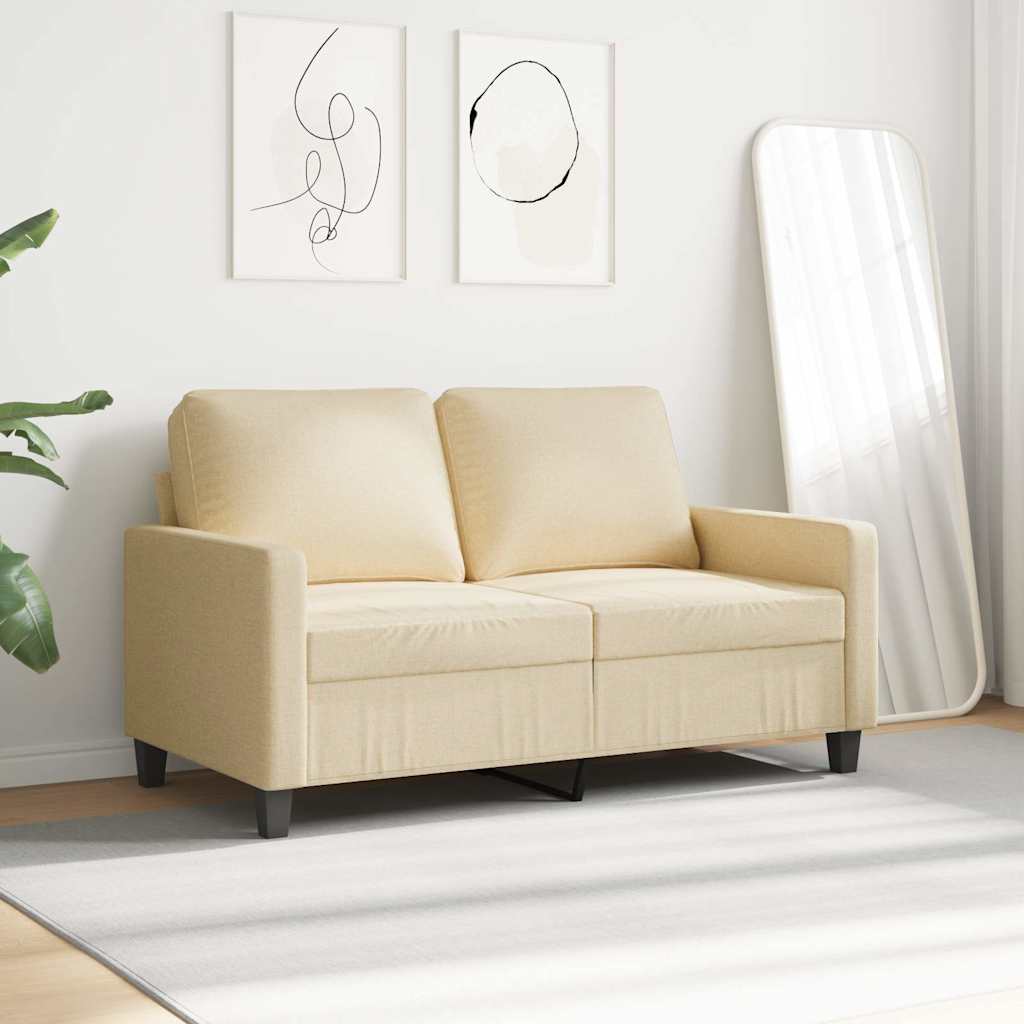 Sofá de 2 lugares tecido 120 cm cor creme
