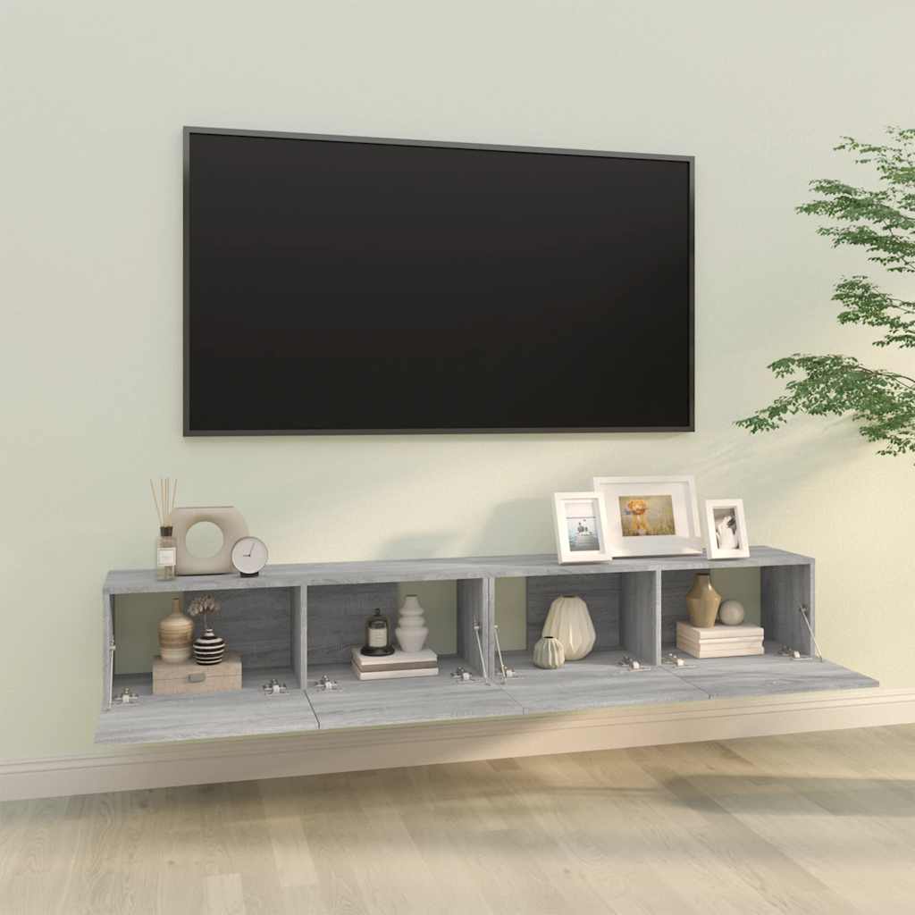 Armários parede 2pcs 100x30x30 cm derivados cinza sonoma
