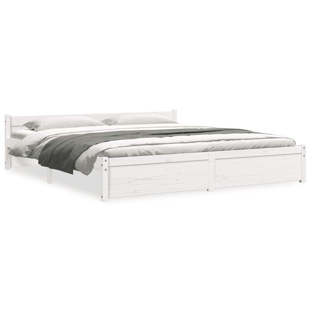 Estrutura de cama super king pinho maciço 180x200 cm branco