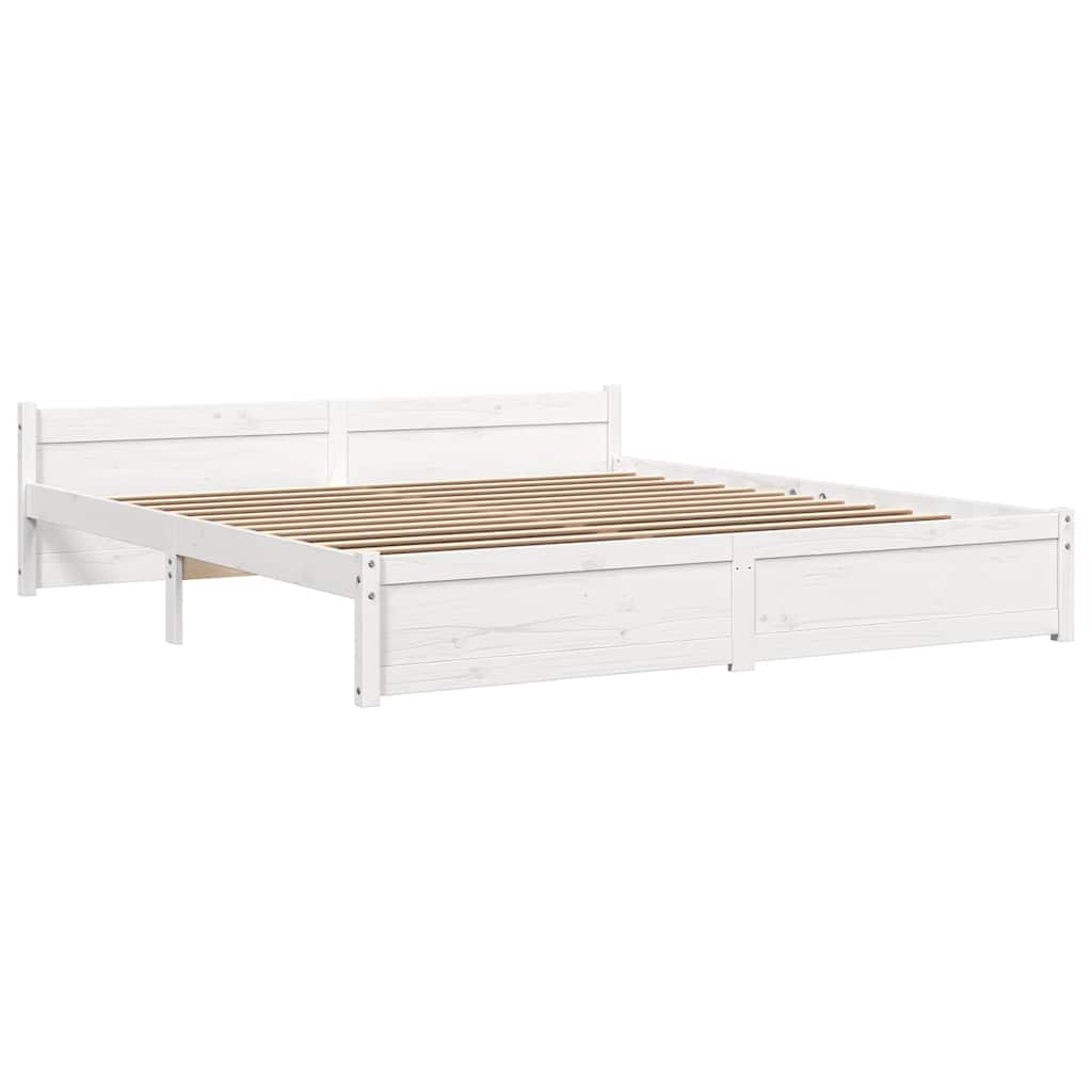 Estrutura de cama super king pinho maciço 180x200 cm branco