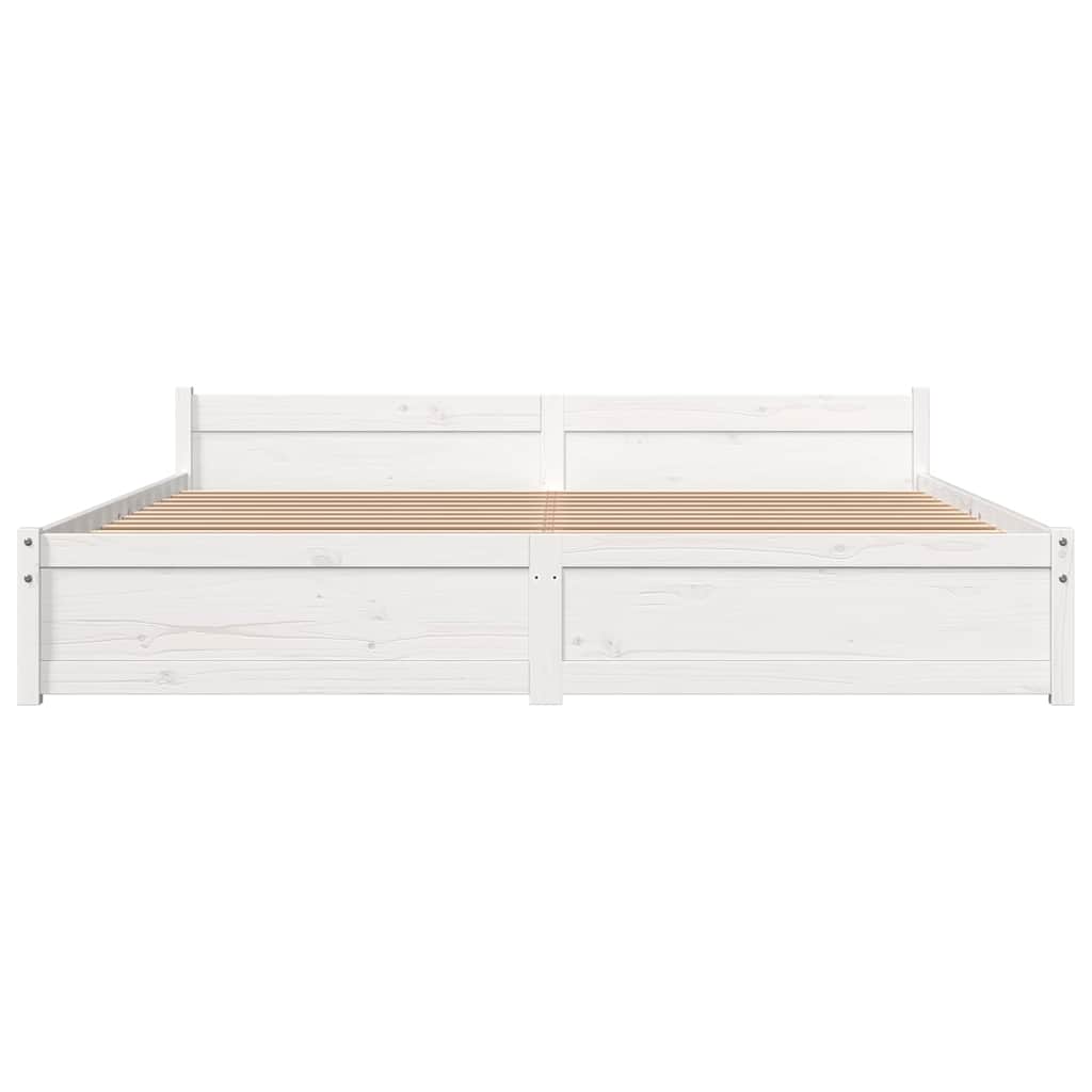 Estrutura de cama super king pinho maciço 180x200 cm branco