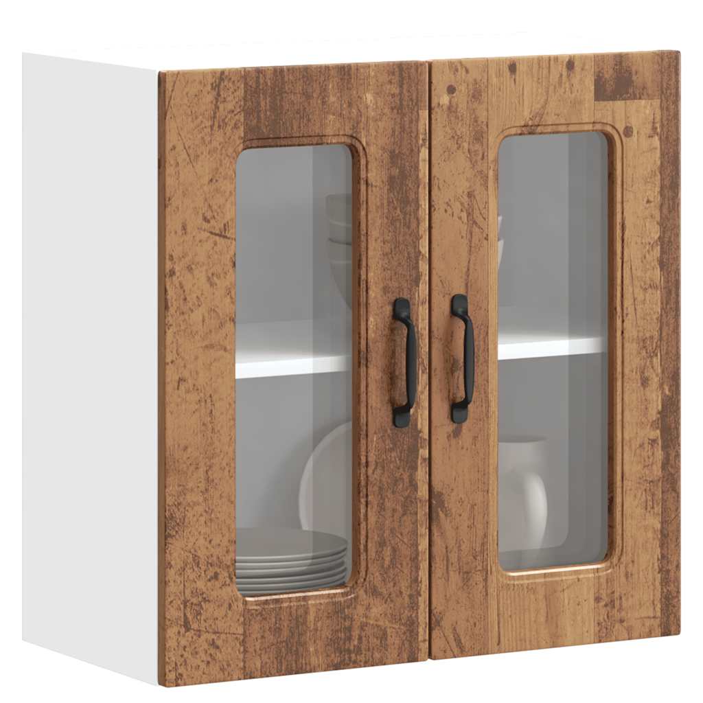 Armário de parede de cozinha porta vidro kalmar madeira velha