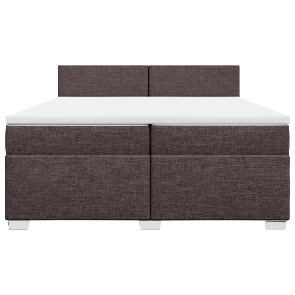 Cama com molas/colchão 200x200 cm tecido castanho-escuro