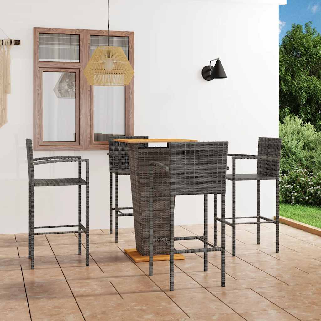 5 Pcs conjunto de bar para jardim cinzento
