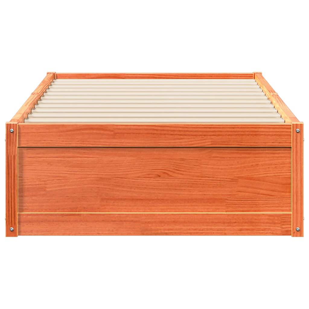 Cama sem colchão 90x200 cm pinho maciço castanho-mel