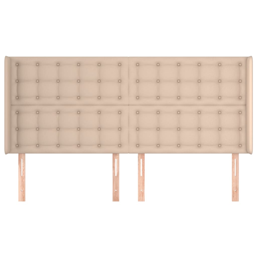Cabeceira cama c/ abas couro artif. 183x16x118/128cm cappuccino