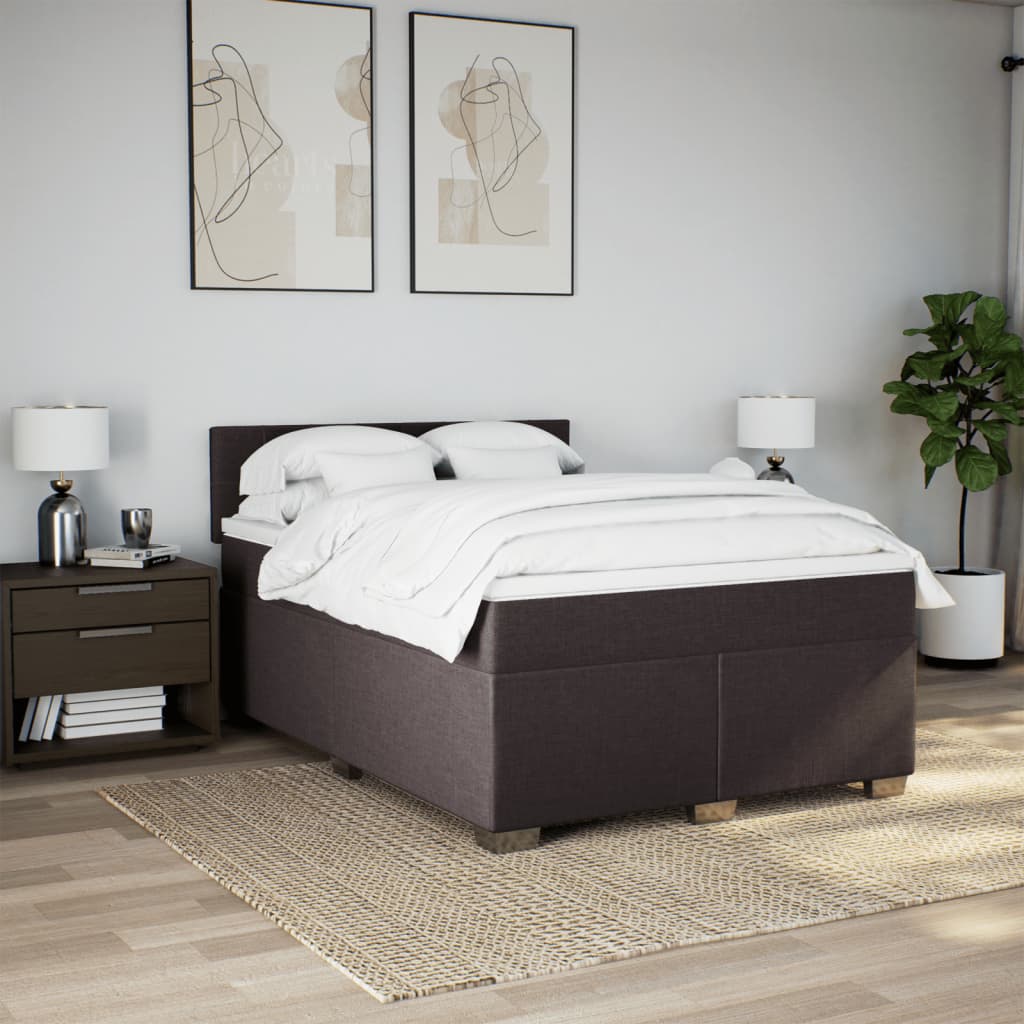 Cama com molas/colchão 140x190 cm tecido castanho-escuro