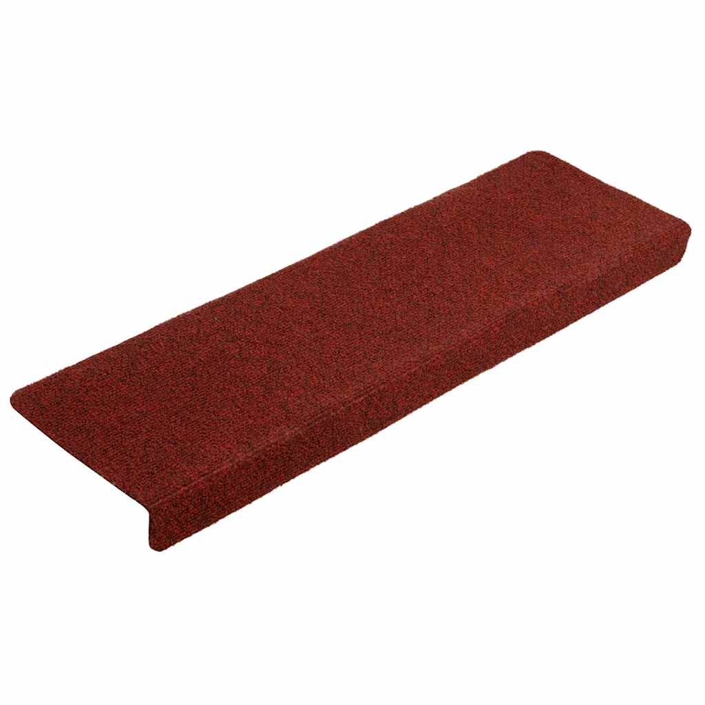 Tapetes de escada autoadesivos 20 peças 65x21x4 cm vermelho bordô com borda retangular