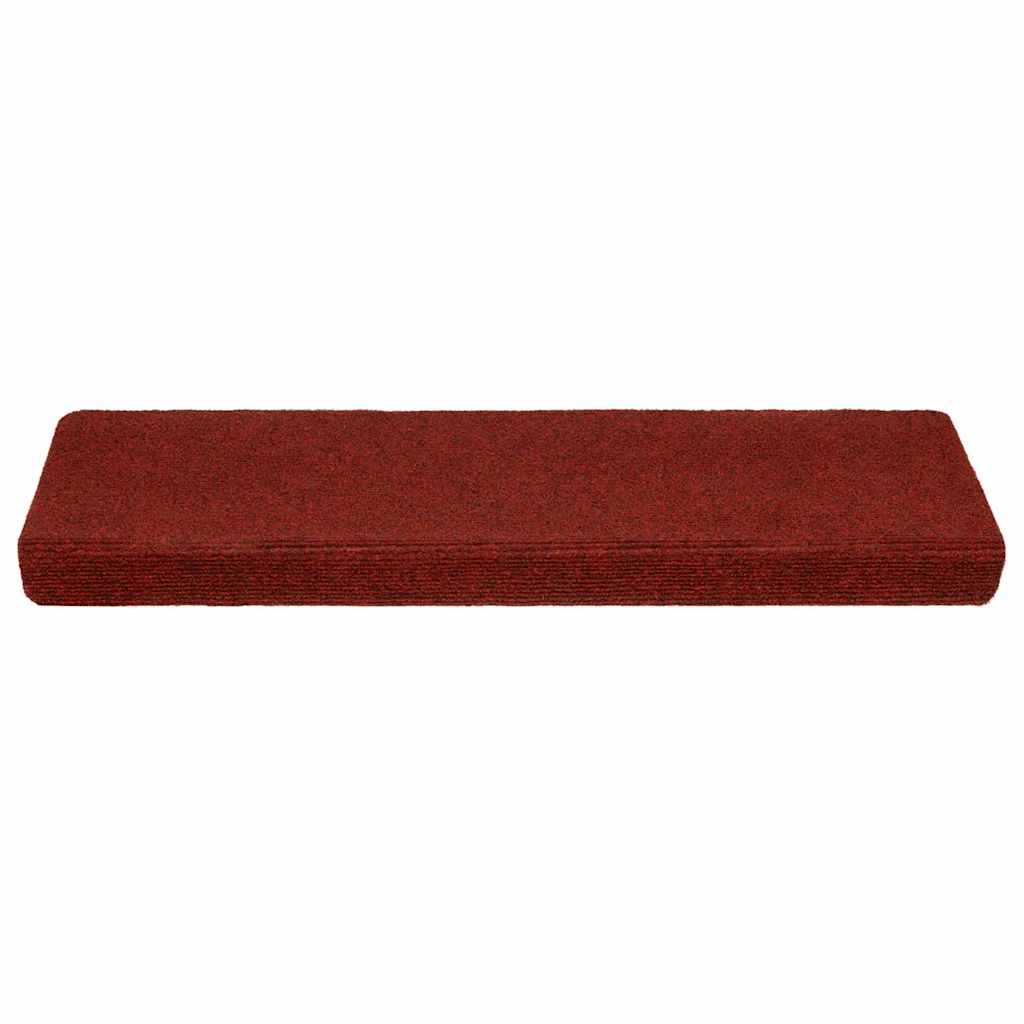 Tapetes de escada autoadesivos 20 peças 65x21x4 cm vermelho bordô com borda retangular