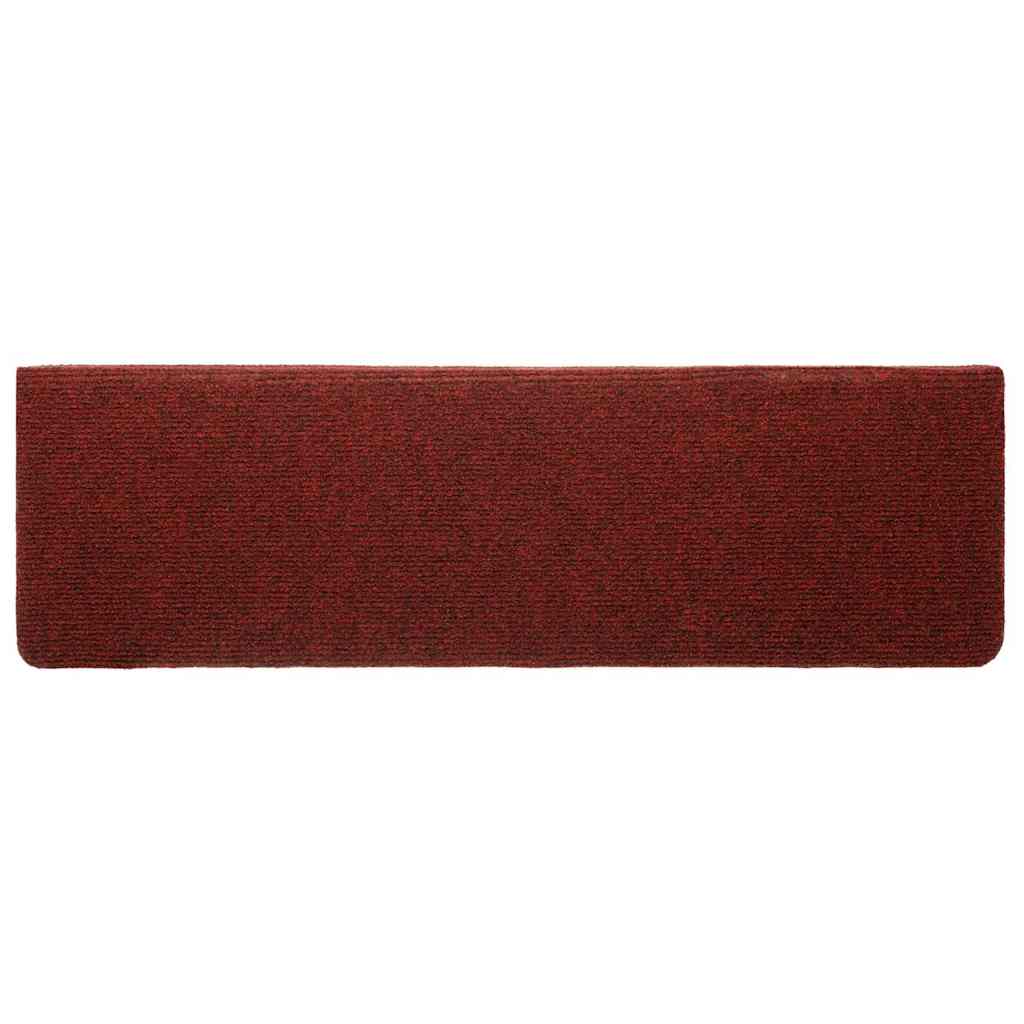 Tapetes de escada autoadesivos 20 peças 65x21x4 cm vermelho bordô com borda retangular