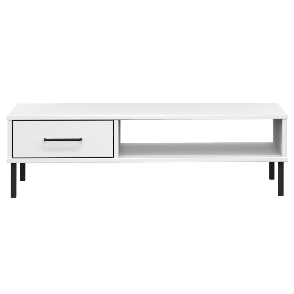 Mesa de centro c/ pernas de metal pinho maciço oslo branco
