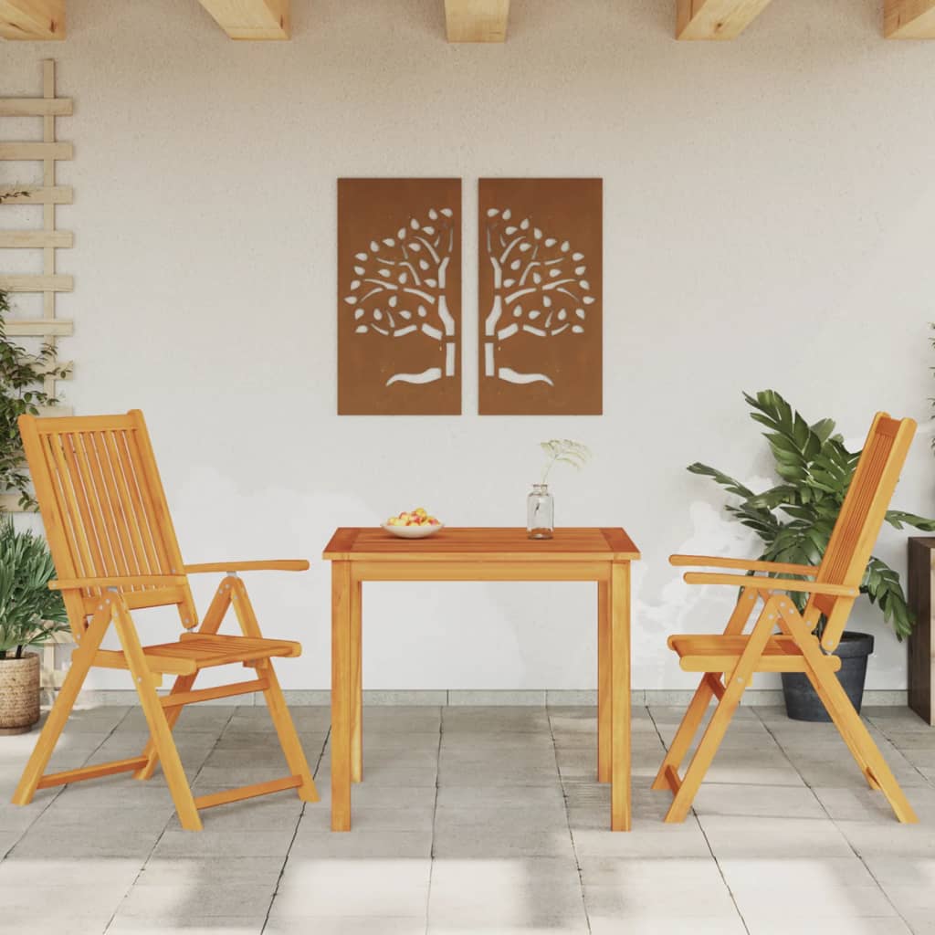 3 Pcs conjunto de jantar para jardim 85x85x74 cm madeira de acácia maciça