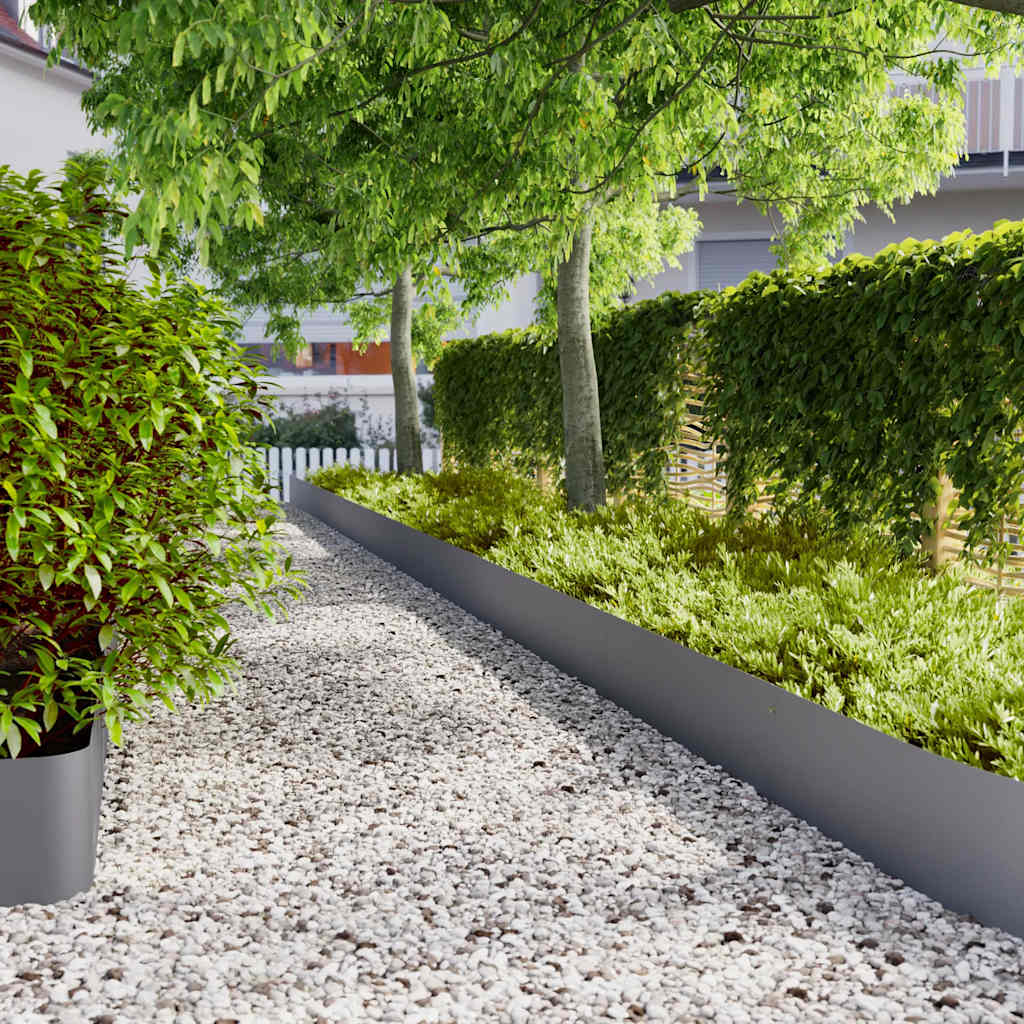 Orlas de relva 10 pcs antracite 25x103 cm aço laminado a frio