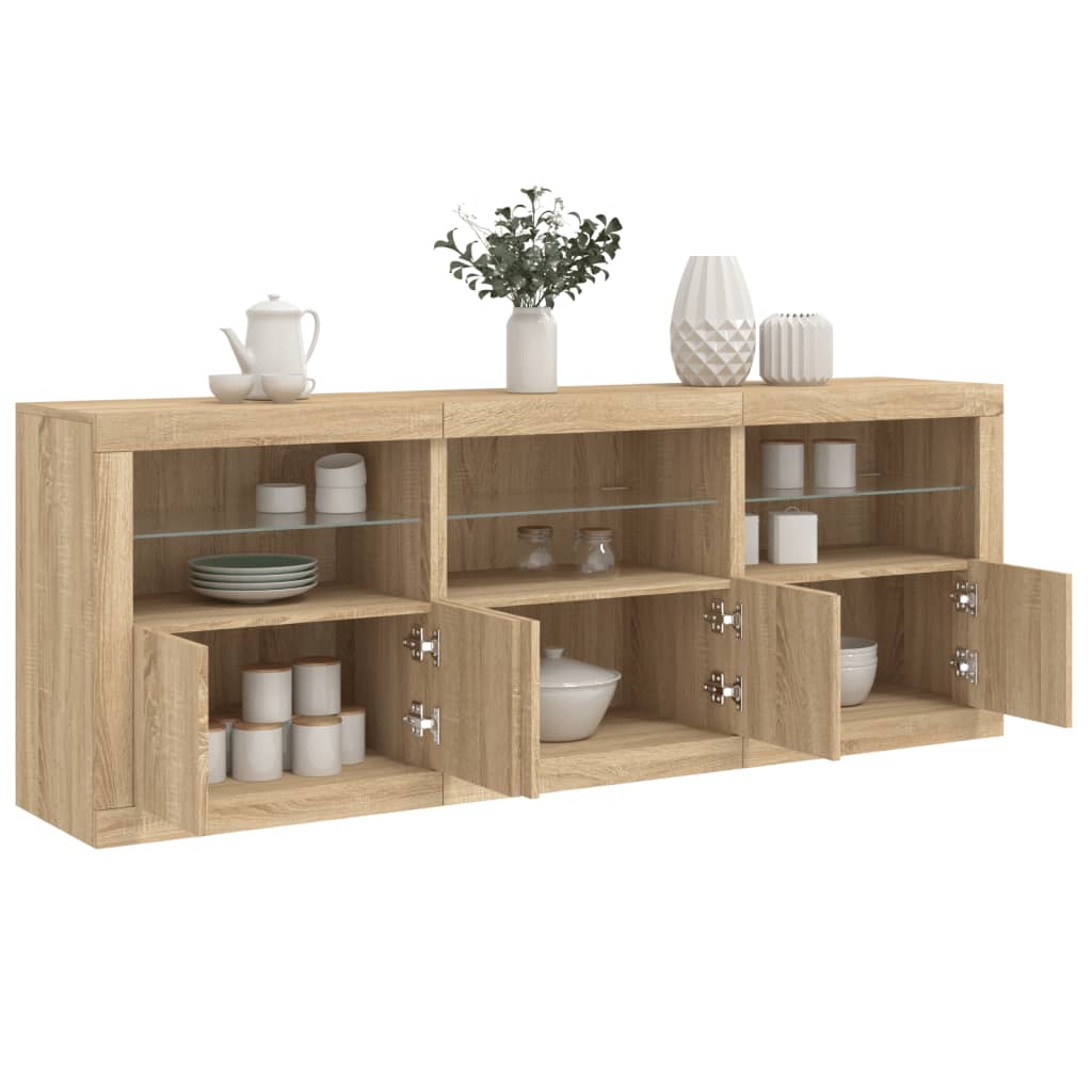 Aparador com luzes LED 181,5x37x67 cm carvalho sonoma