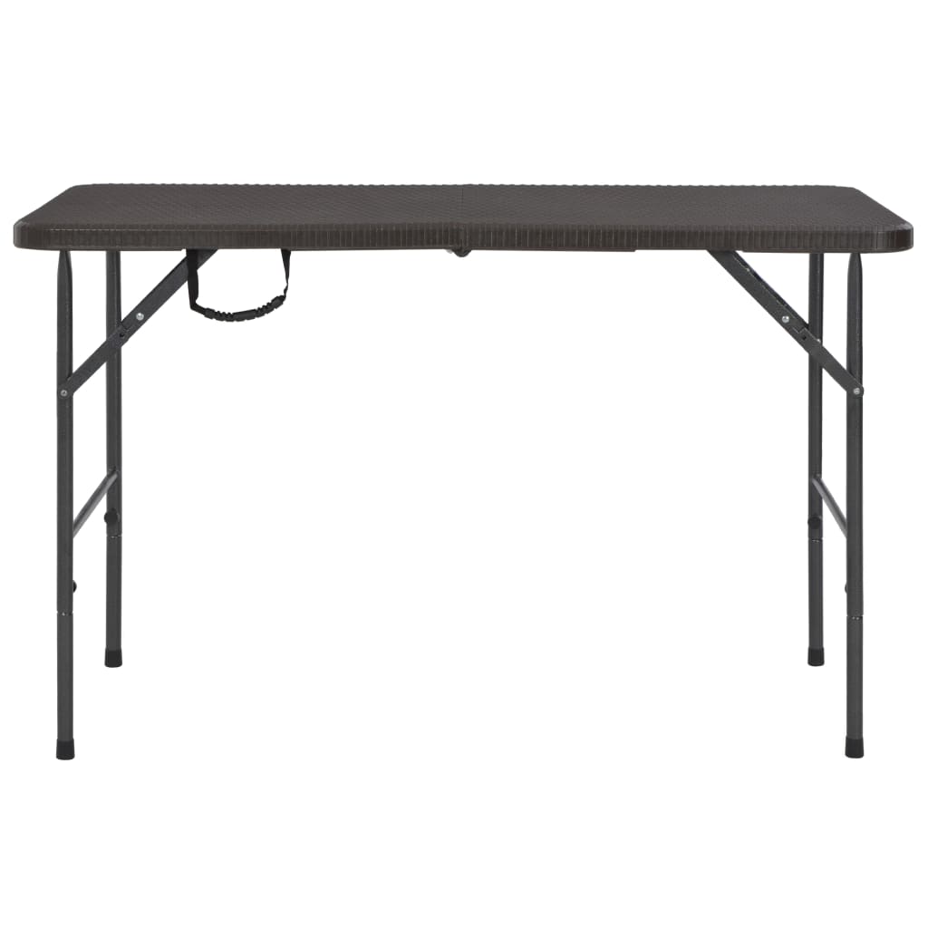 Mesa jardim dobrável 120x60x74cm pead castanho c/ aspeto vime