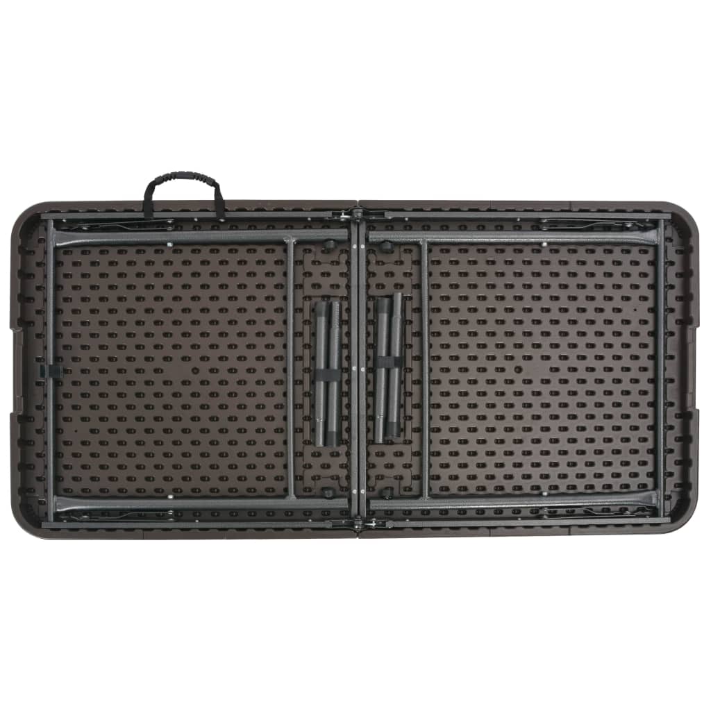 Mesa jardim dobrável 120x60x74cm pead castanho c/ aspeto vime
