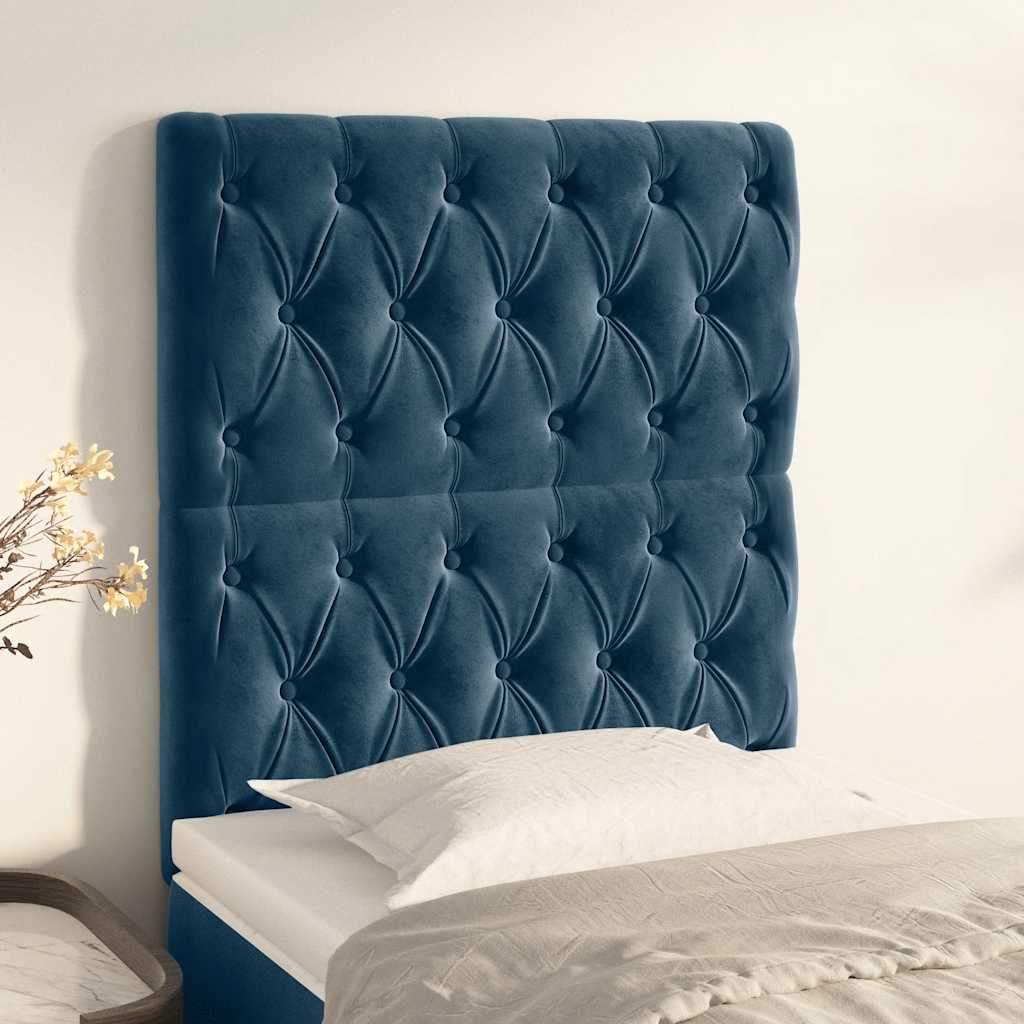 Cabeceira azul escuro 80x7x118/128 cm veludo