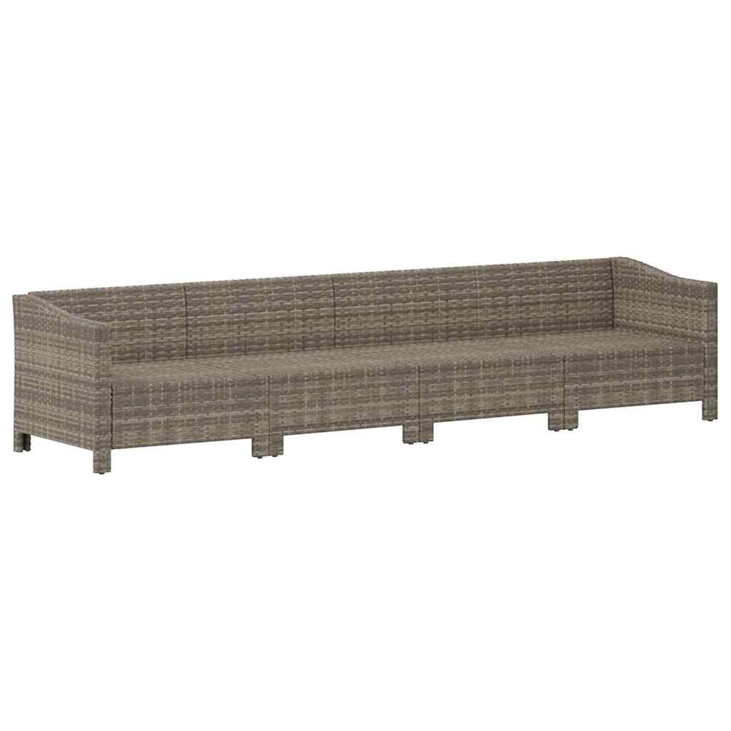Conjunto de lounge de jardim com 4 peças e almofadas em vime sintético cinza