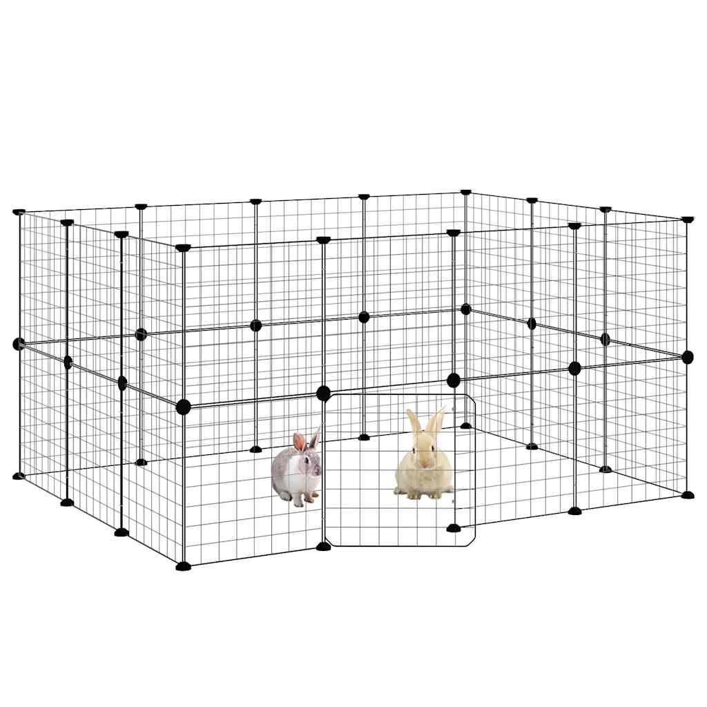 Gaiola p/ animais de 28 painéis c/ porta 35x35 cm aço preto