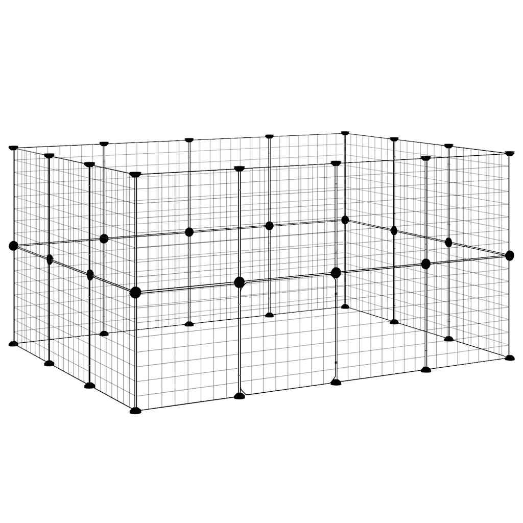 Gaiola p/ animais de 28 painéis c/ porta 35x35 cm aço preto