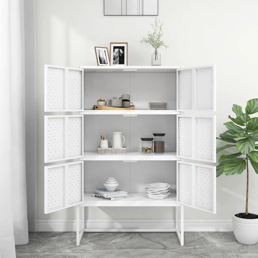 Aparador alto 80x35x135 cm aço branco