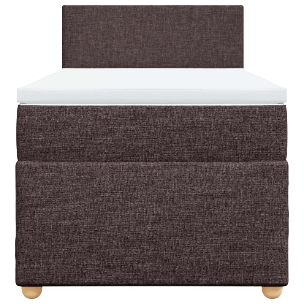 Cama com molas/colchão 100x200 cm tecido castanho-escuro