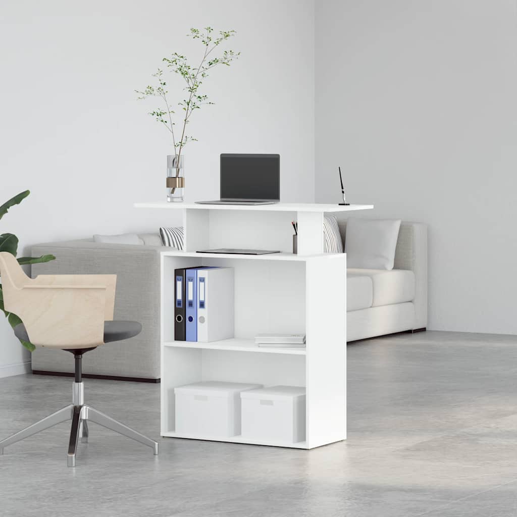 Balcão de recepção branco 100x40x104 cm madeira projetada