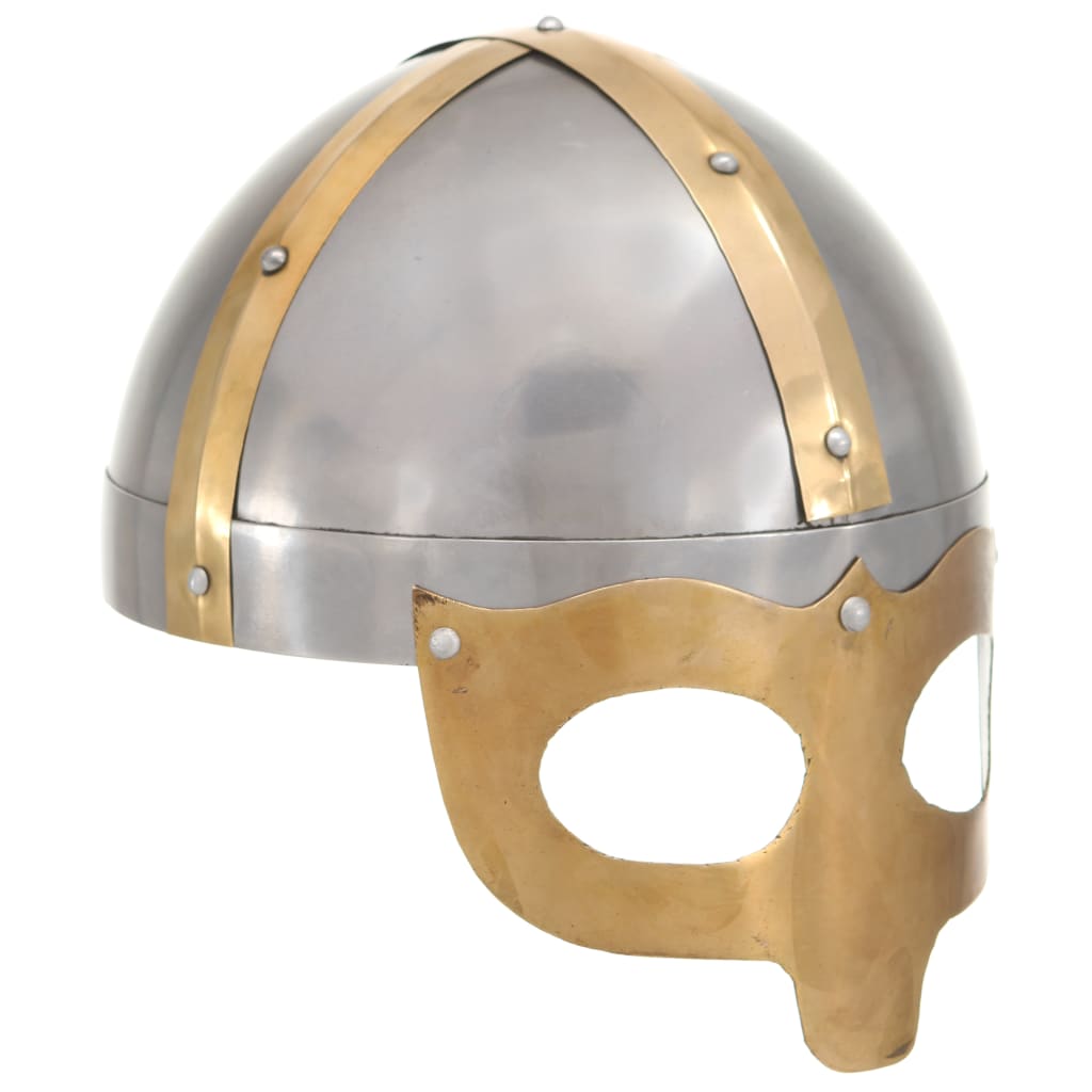 Capacete soldado viking réplica larp aço prateado