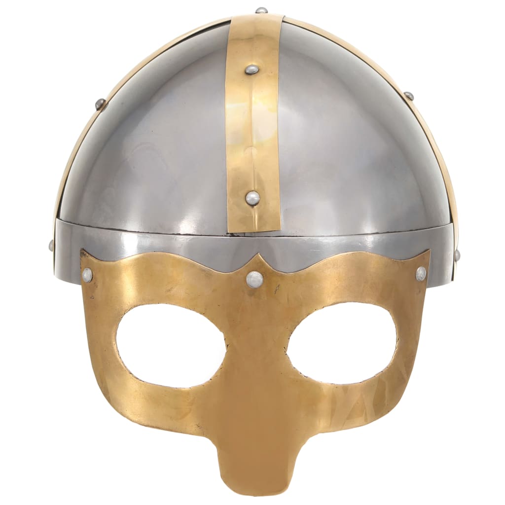 Capacete soldado viking réplica larp aço prateado