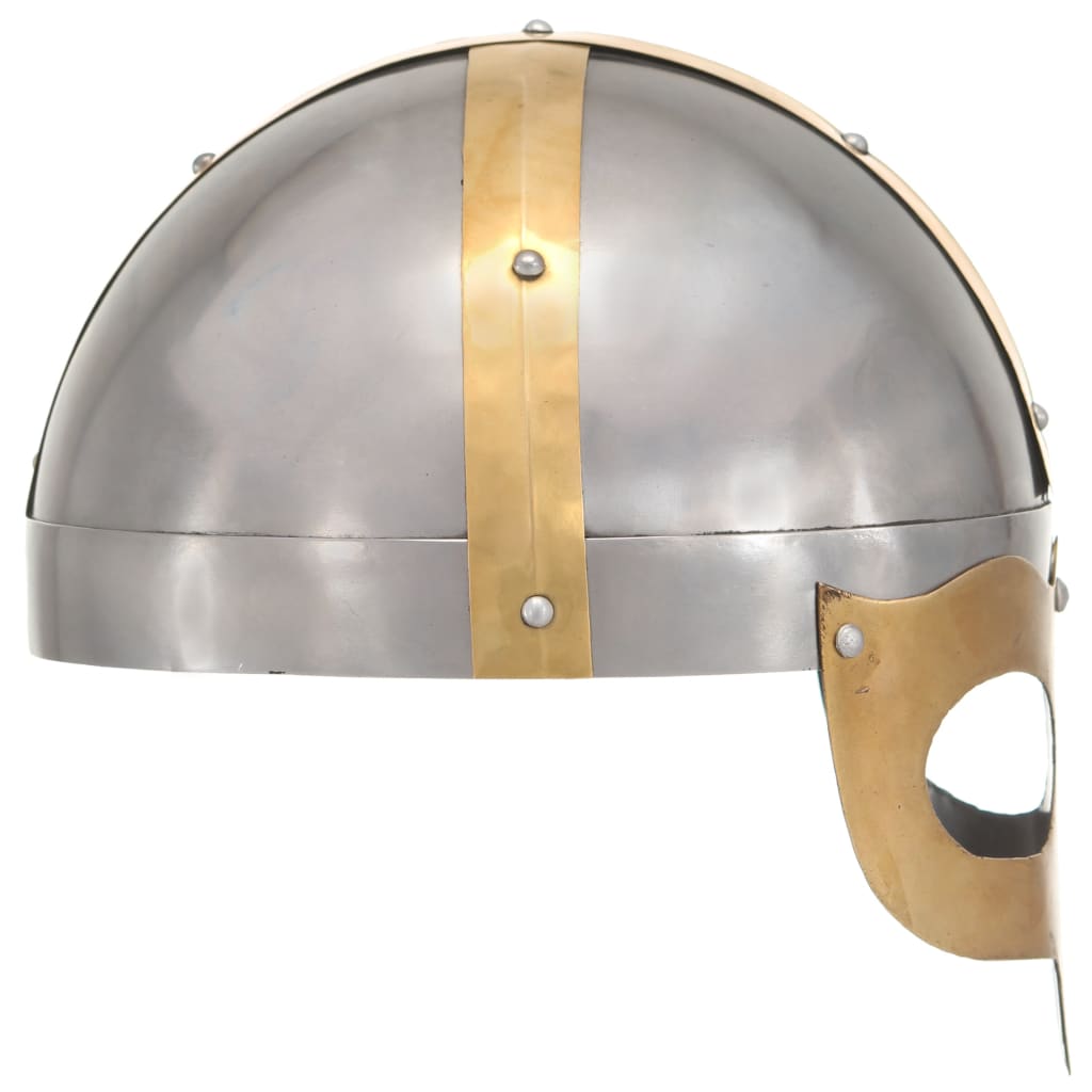 Capacete soldado viking réplica larp aço prateado