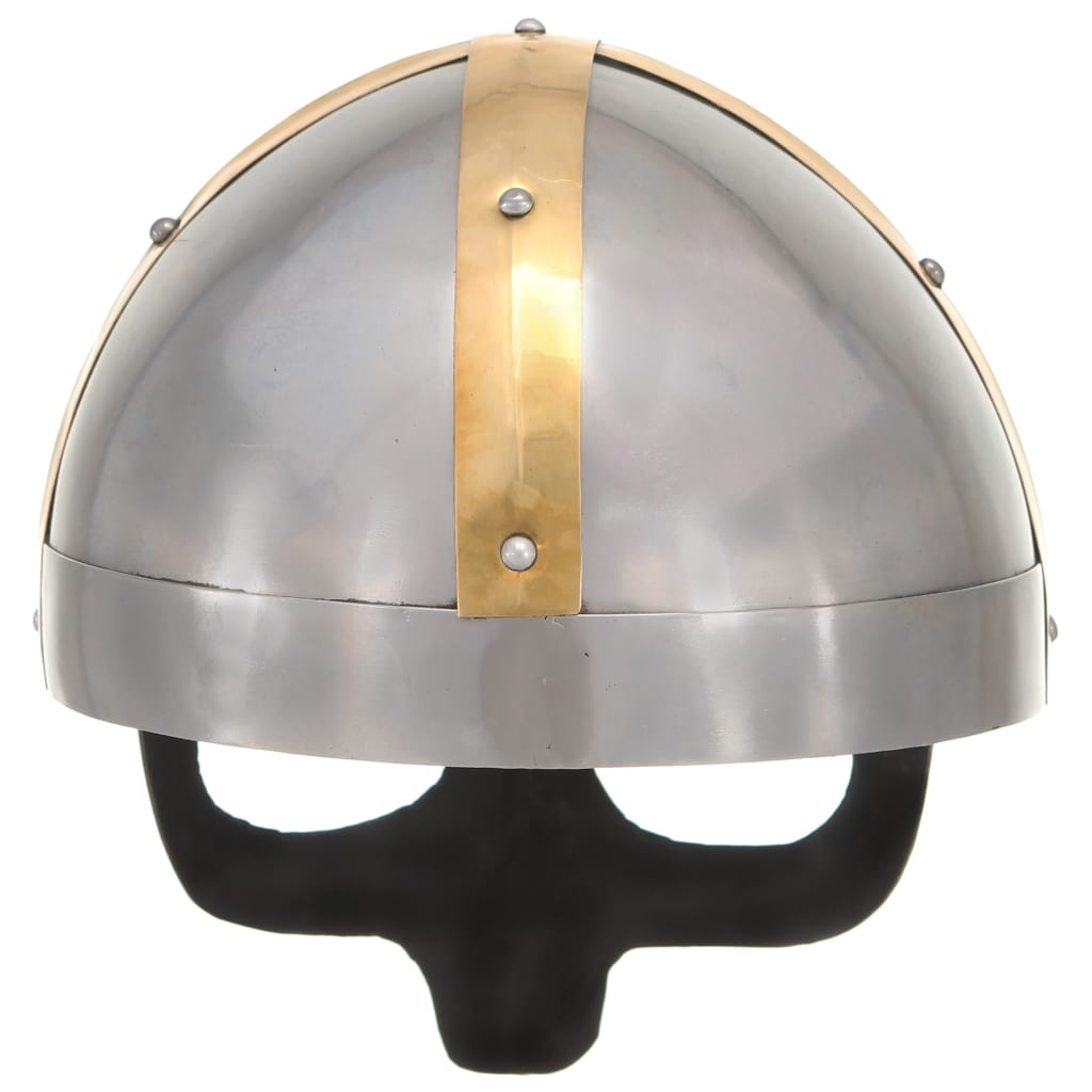 Capacete soldado viking réplica larp aço prateado