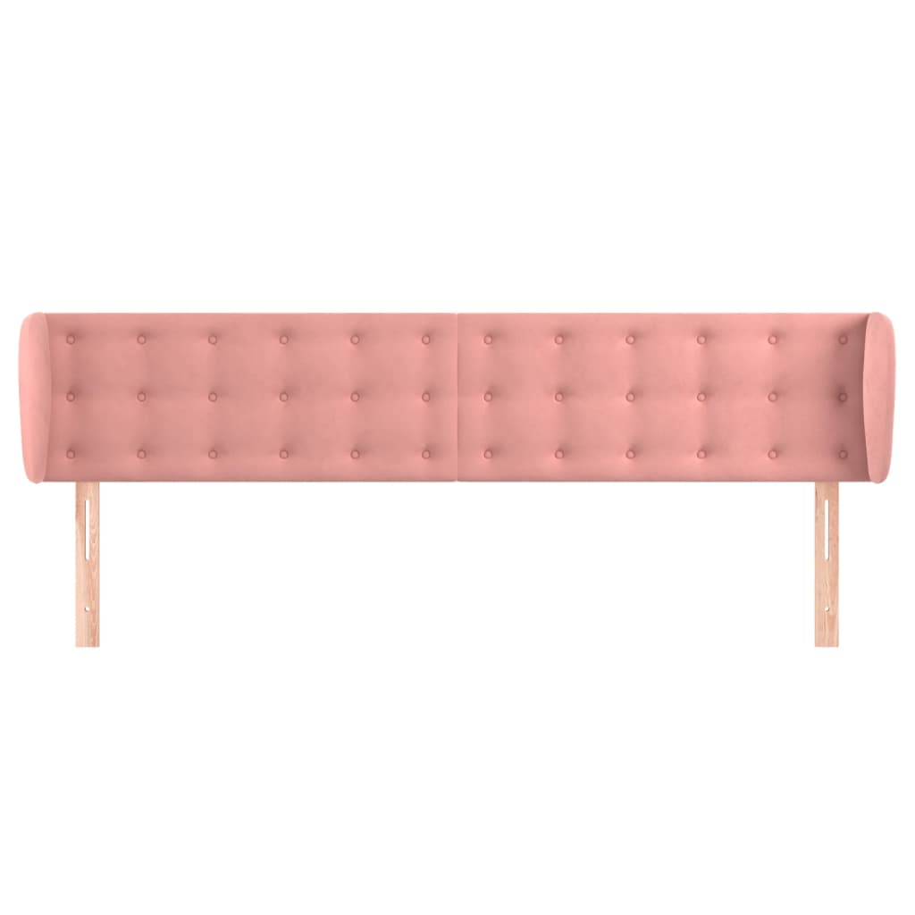 Cabeceira de cama c/ abas veludo 163x23x78/88 cm rosa
