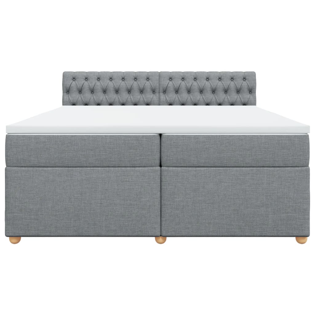 Cama com molas/colchão 200x200 cm tecido cinza-claro