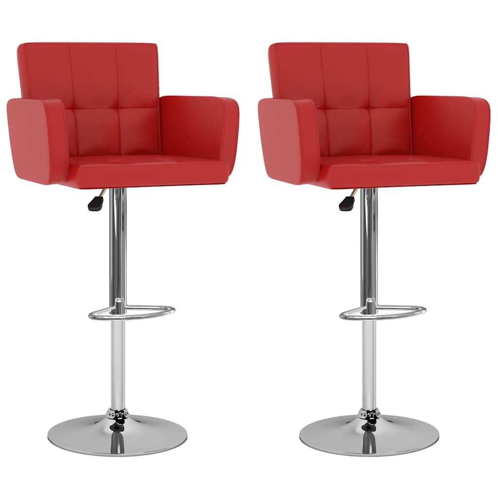 Bancos de bar 2 pcs couro artificial vermelho