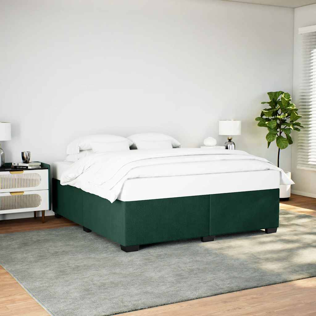 Estrutura de cama sem colchão 200x200 cm veludo verde-escuro