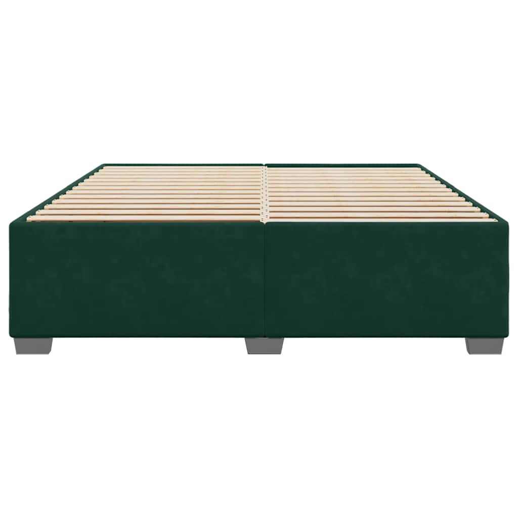 Estrutura de cama sem colchão 200x200 cm veludo verde-escuro