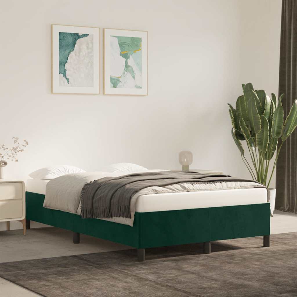 Estrutura de cama sem colchão verde escuro 120x190 cm veludo
