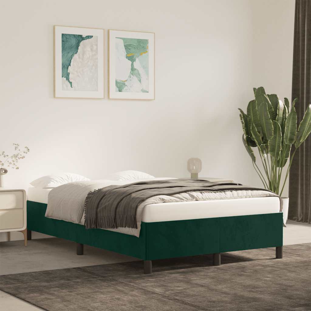 Estrutura de cama sem colchão verde escuro 120x190 cm veludo