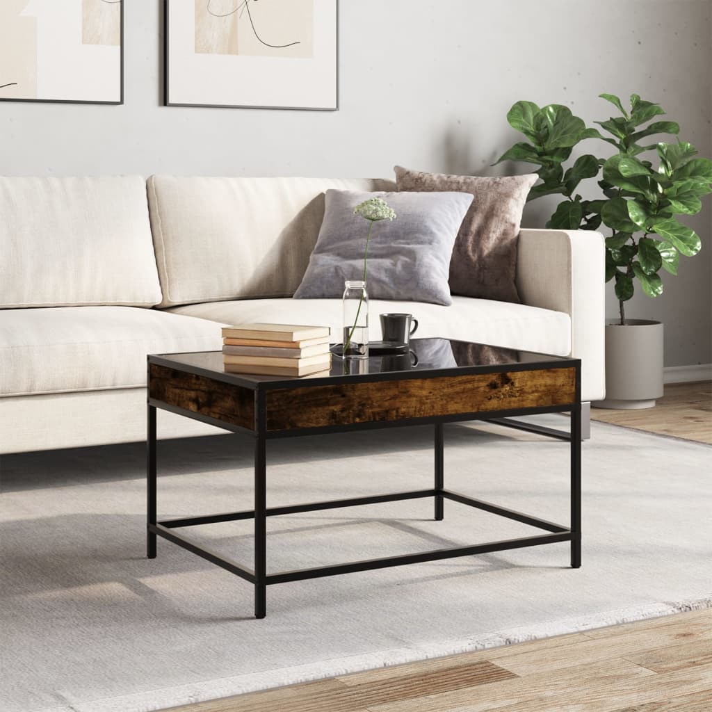 Mesa de centro luzes LED infinity 70x50x41 cm carvalho fumado