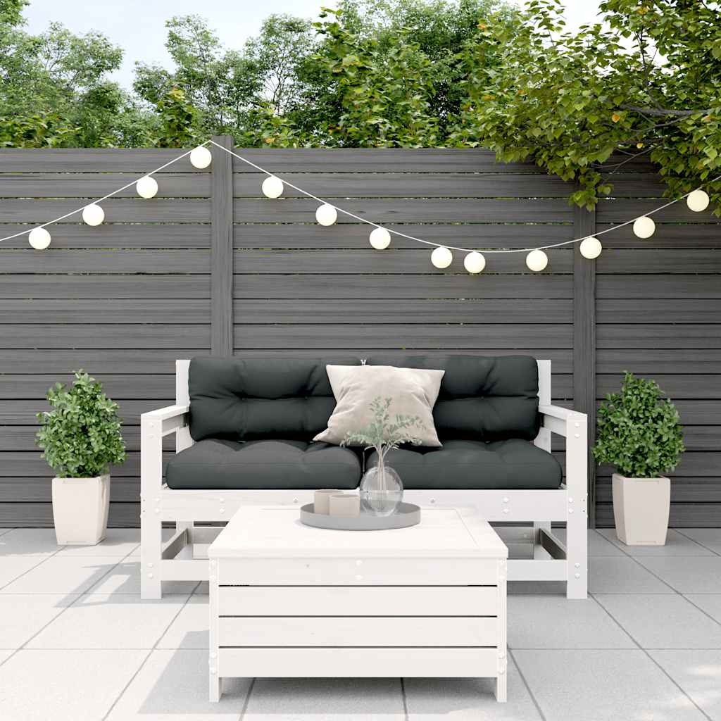 3 Pcs conjunto lounge jardim c/ almofadões pinho maciço branco