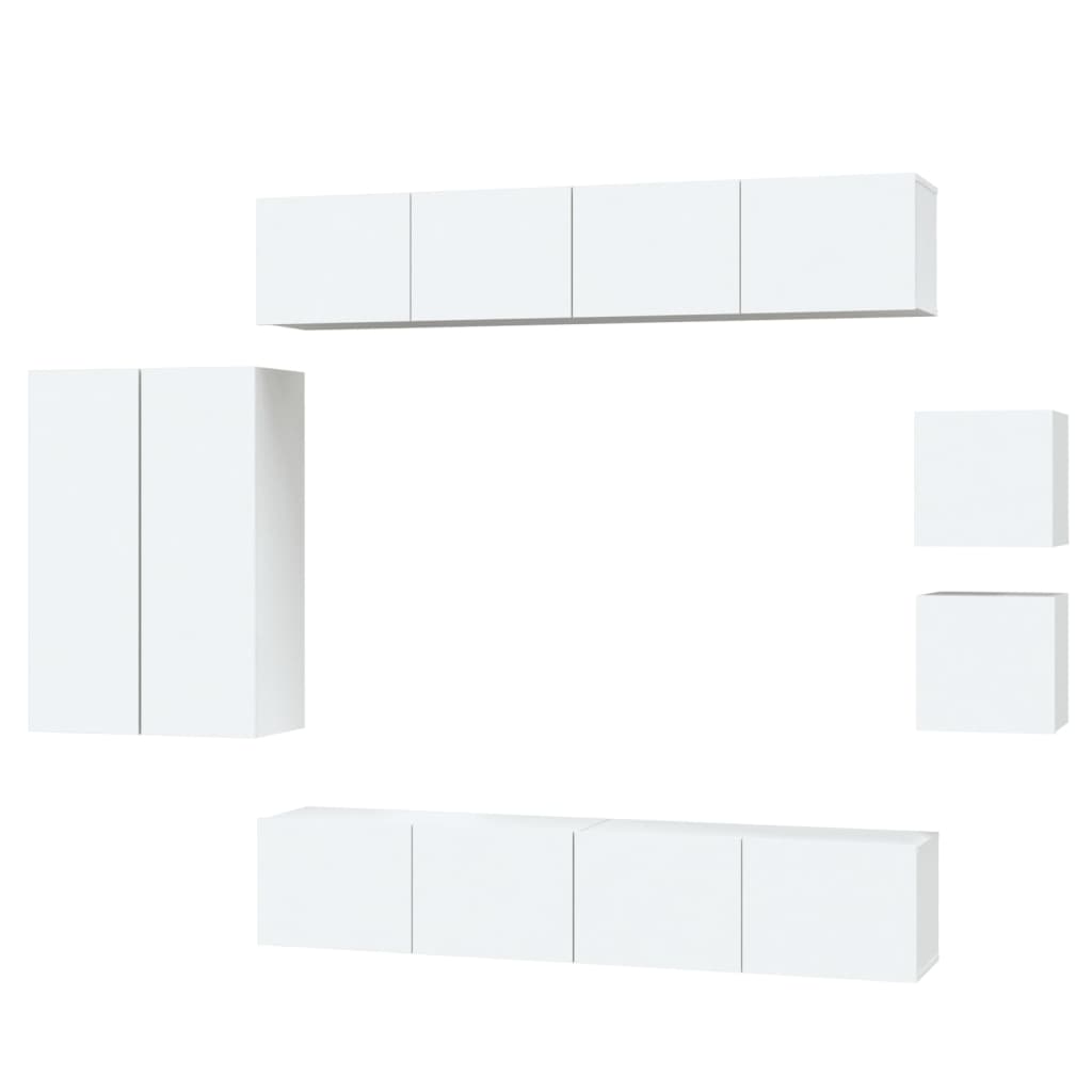 Conjunto móveis de TV 8 pcs madeira processada branco