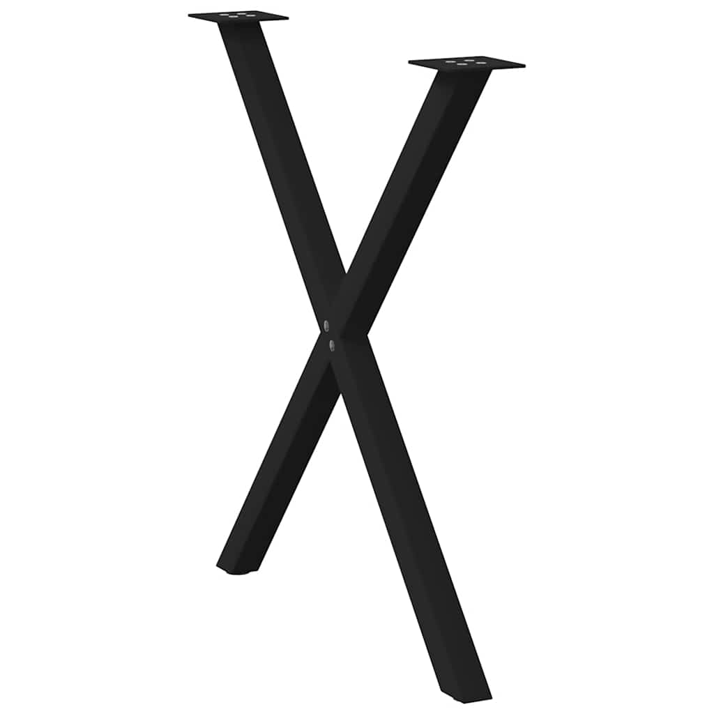 Pés para mesa de jantar em formato de x, 2 peças, preto, 70x(72-73) cm, aço