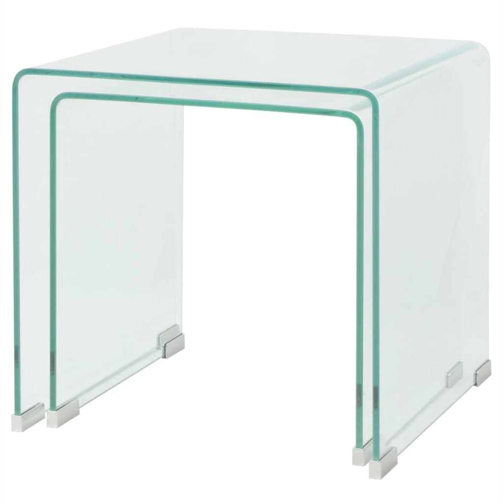Conjunto mesas de encastrar 2 pcs vidro temperado transparente