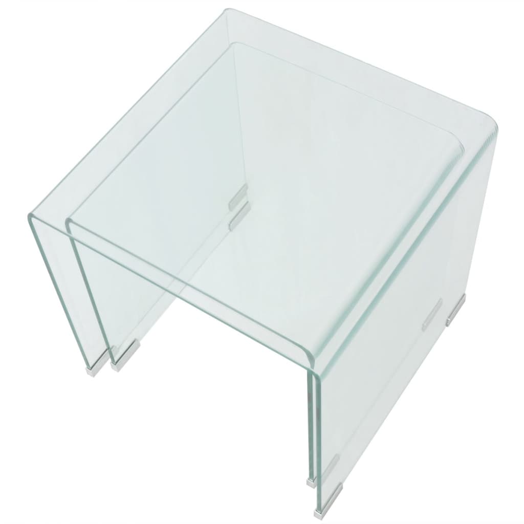 Conjunto mesas de encastrar 2 pcs vidro temperado transparente
