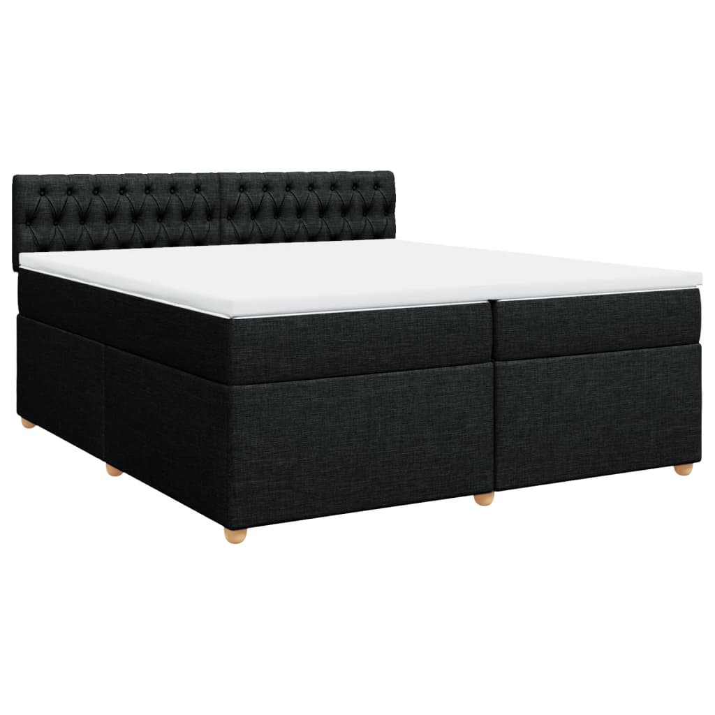 Cama com molas/colchão 200x200 cm tecido preto