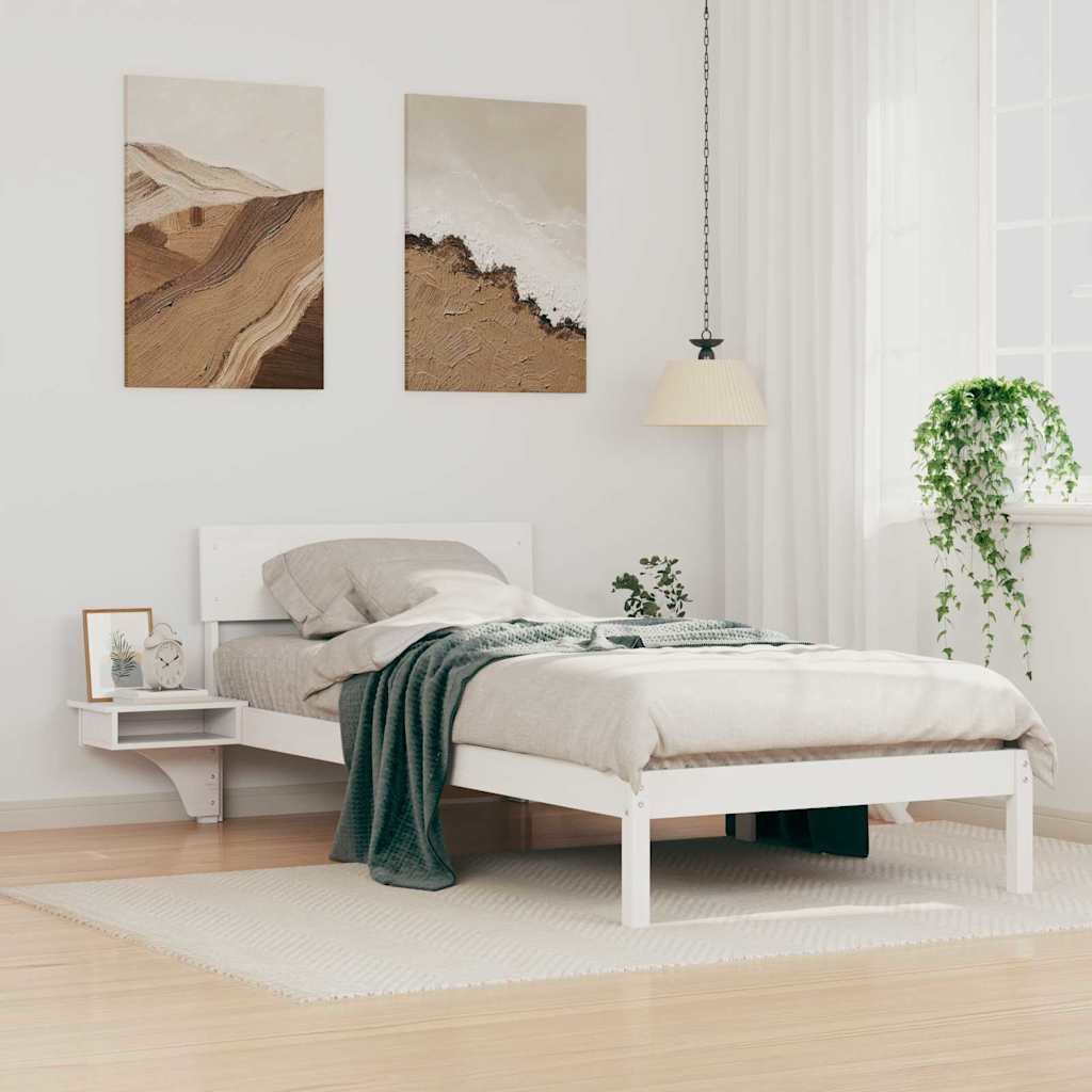 Estrutura da cama branco 80 x 200 cm madeira de pinheiro sólida
